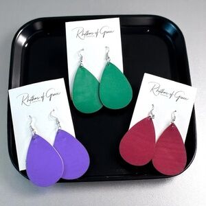 Teardrop Bliss: Colorful Faux Leather Dangle Earrings for Every Occasion